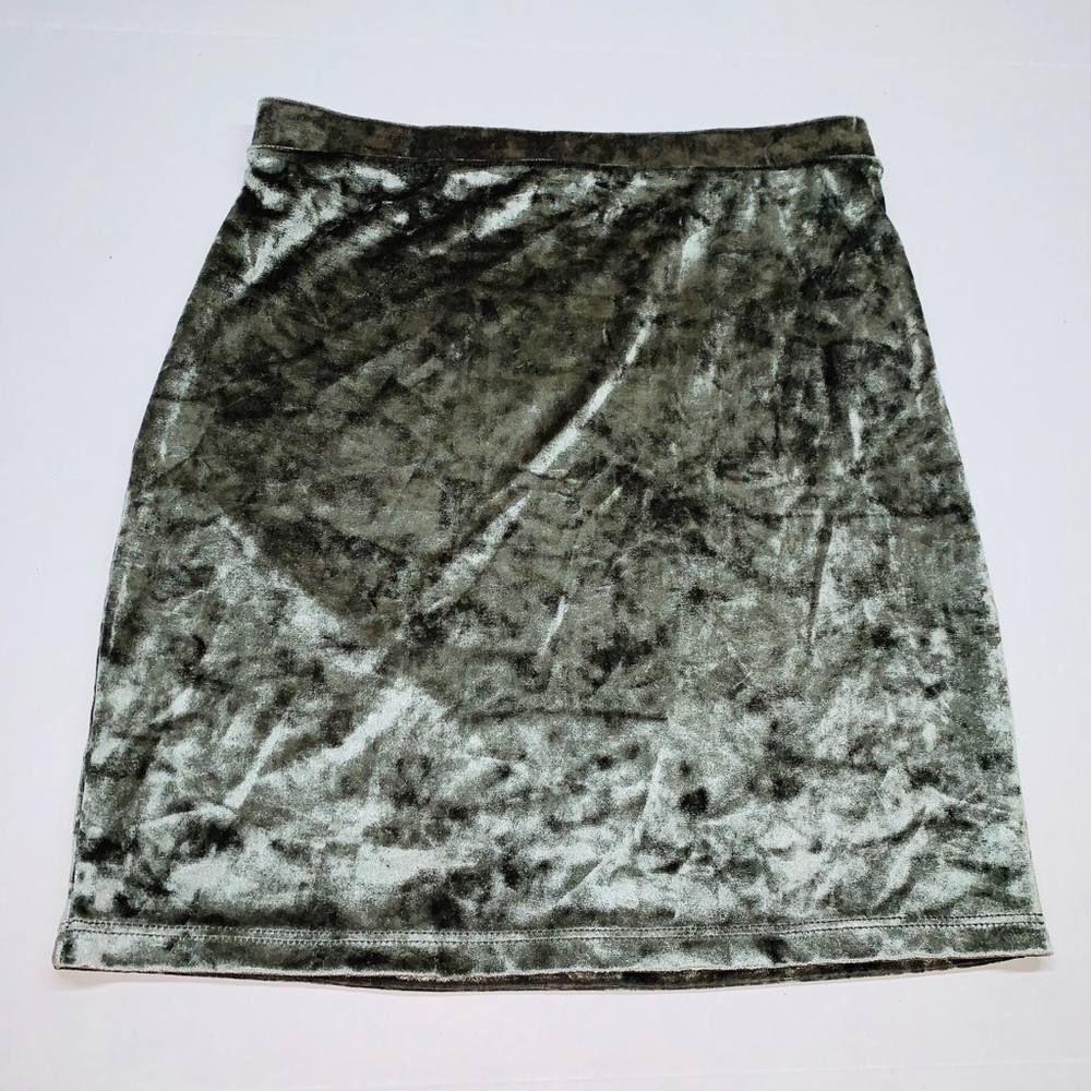 Velvet olive green mini skirt